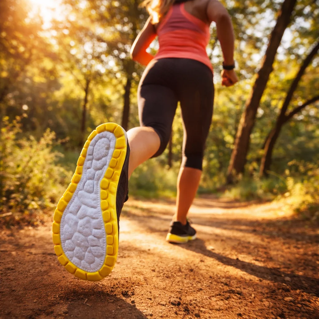 Velvtread cloud insoles for running providing cushion on a trail run outdoors
